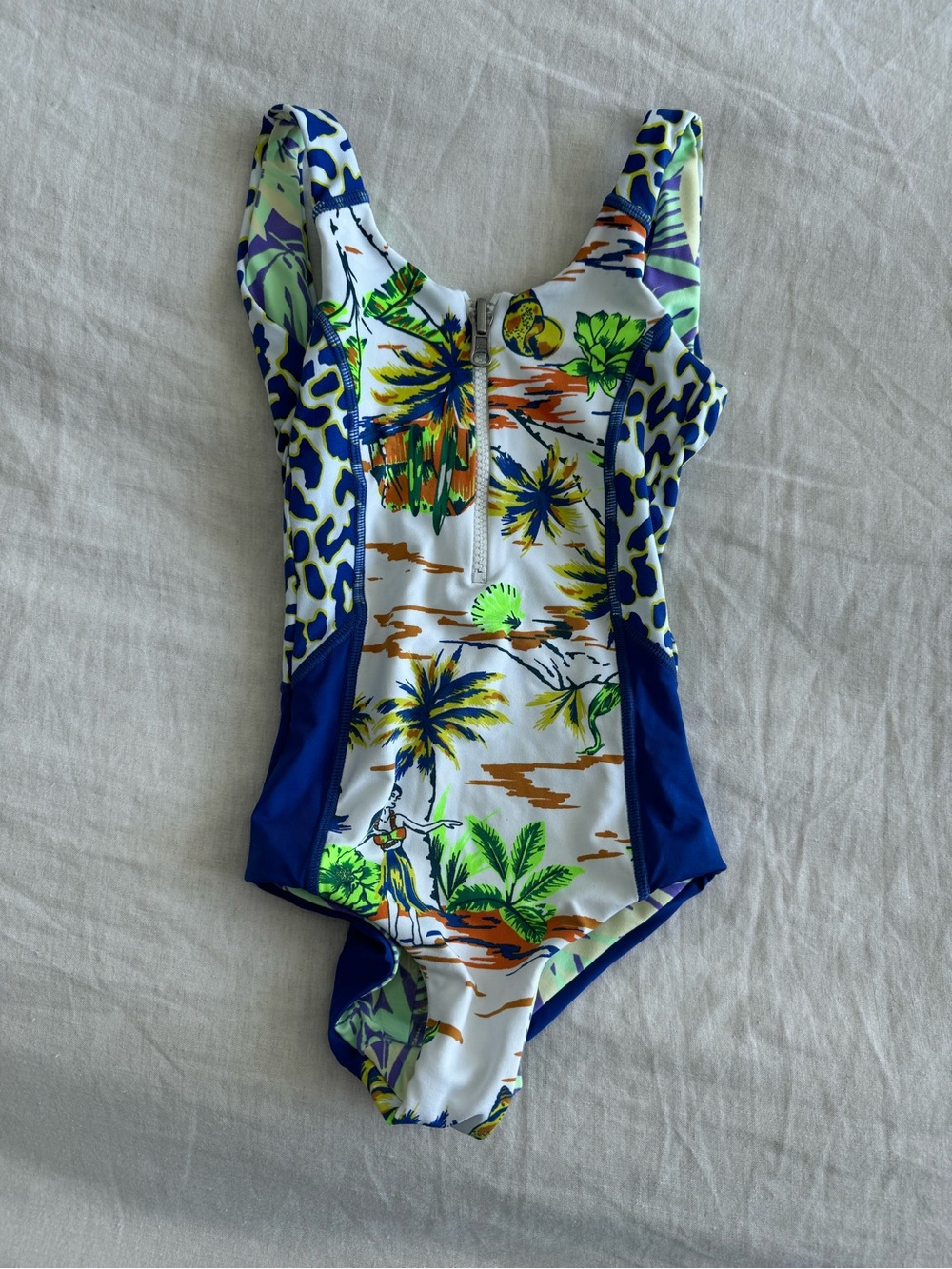 Maaji Girls One-Piece Tropical Zip-Front Reversible Swimsuit - NWT